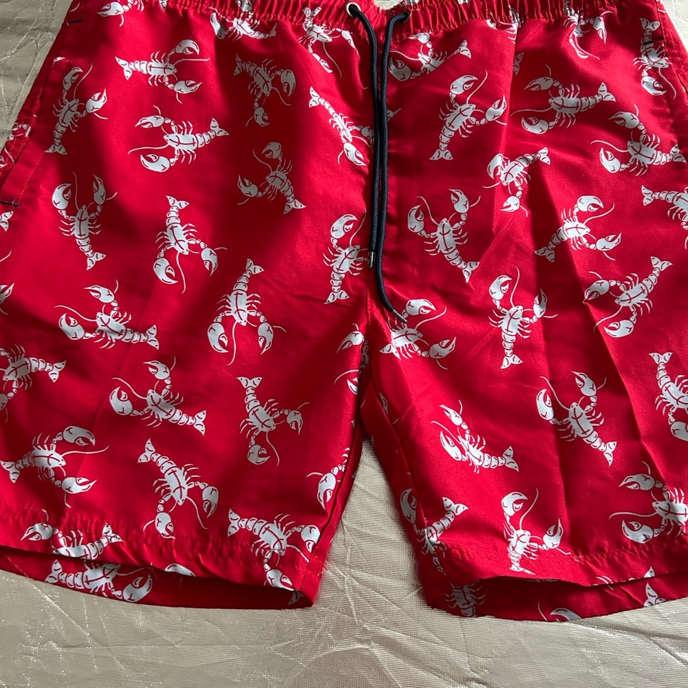 U.S. Polo Assn. Red and White Swim Trunks Vibrant Design